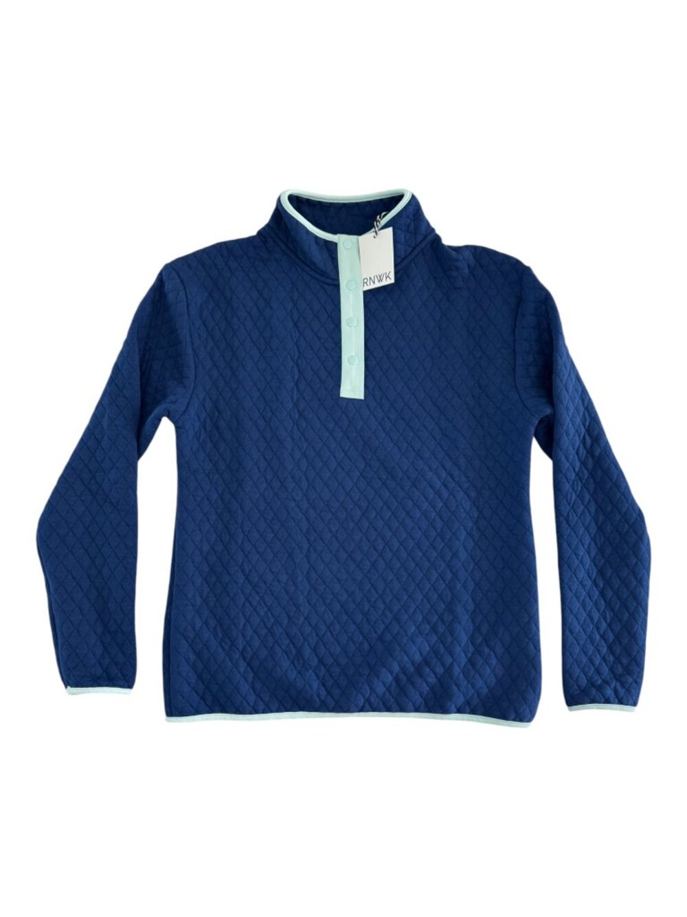 RNWK Renwick Quilted Snap Mock Size XS Blue Depths NWT Retail $125